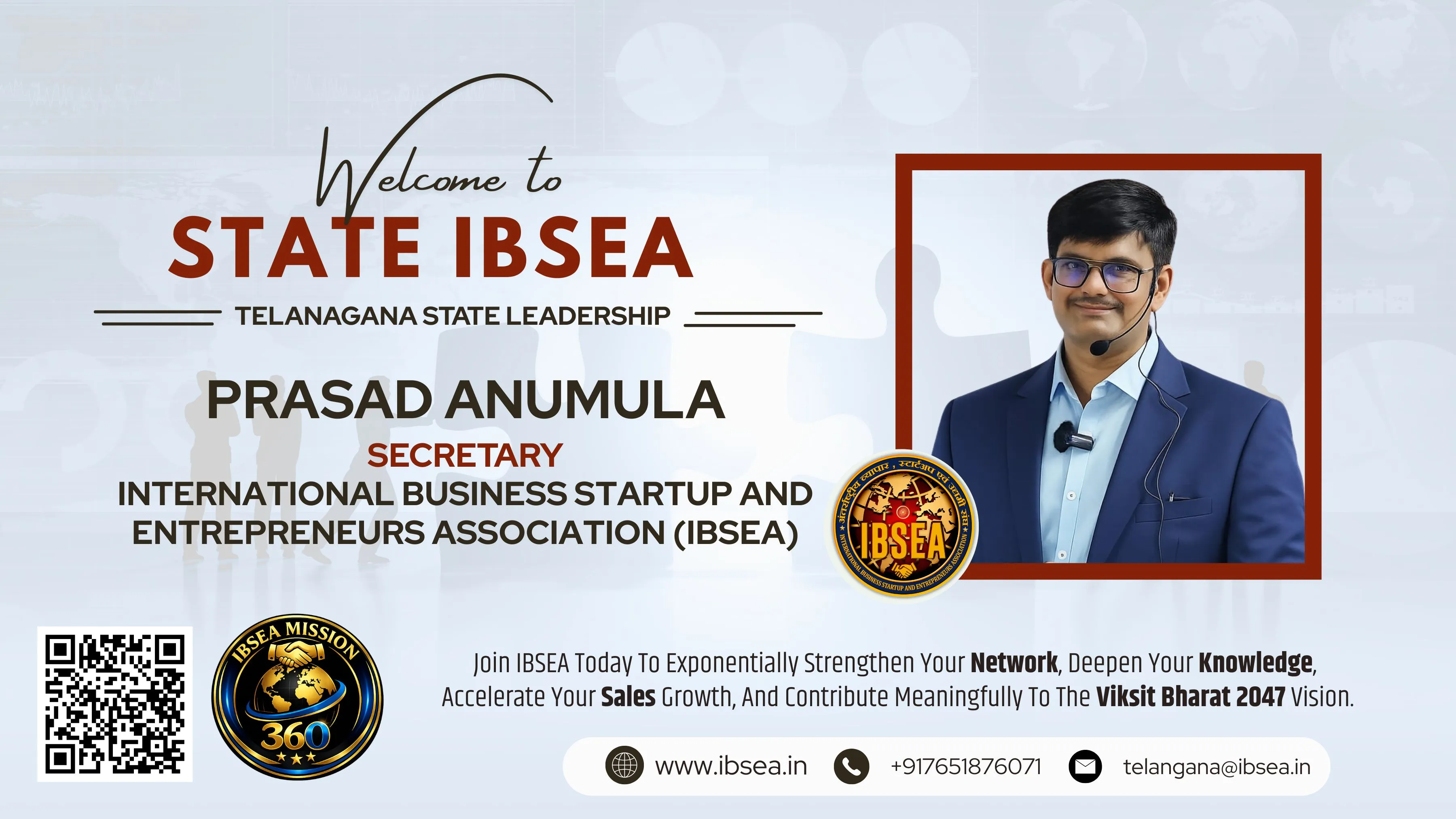 Prasad Anumula Has Been Appointed As Secretary IBSEA For Telanagana State | Mission 360